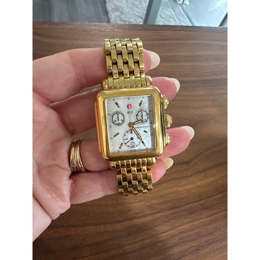 Michele Deco 18K Gold Plated Stainless Steel Watch